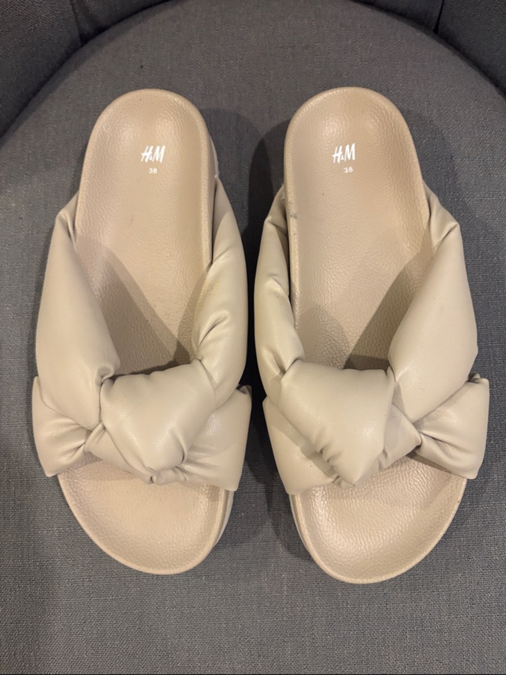 H&M Taupe Knotted Slide Sandals - Women